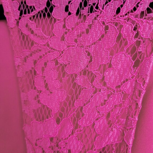 NWT Cynthia Steffe Hot Pink Lace Cutout Back Bodycon Peplum Dress - Picture 13 of 14